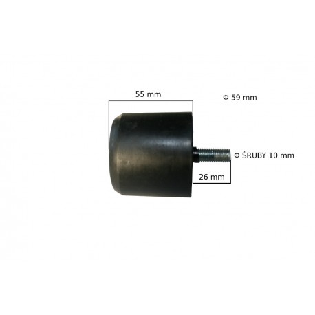 Odbój gumowy   ze śrubą M10 wym:H55mm Fi:59mm