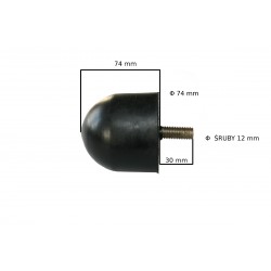 Odbój gumowy   ze śrubą M12 wym:H74mm Fi:74mm