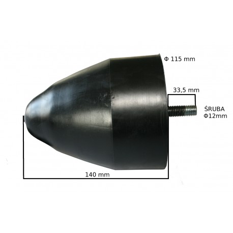Odbój gumowy   ze śrubą M12 wym:H:140mm Fi:115mm